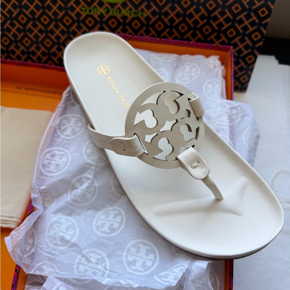 Tory Burch Miller Cloud Leather Sandal New Ivory Size 9.5